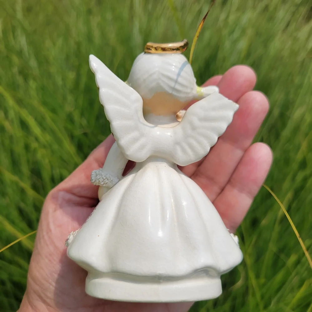 Lefton Exclusive January Girl Angel Figurine ~ Cute! ~ Broken Halo & Wing 😥